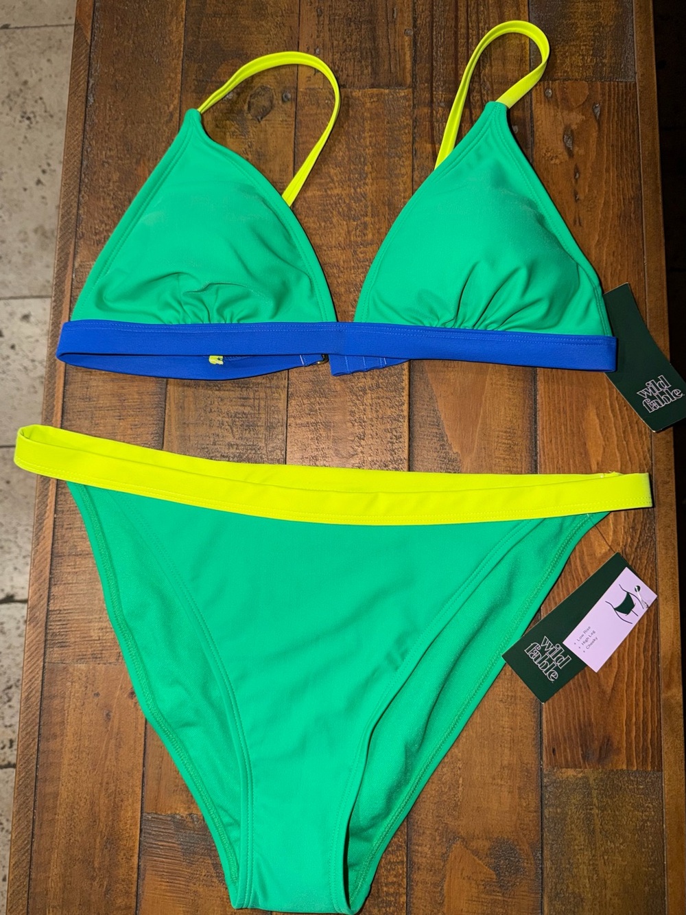 wild fable Green, Yellow & Blue Triangle Bikini Set